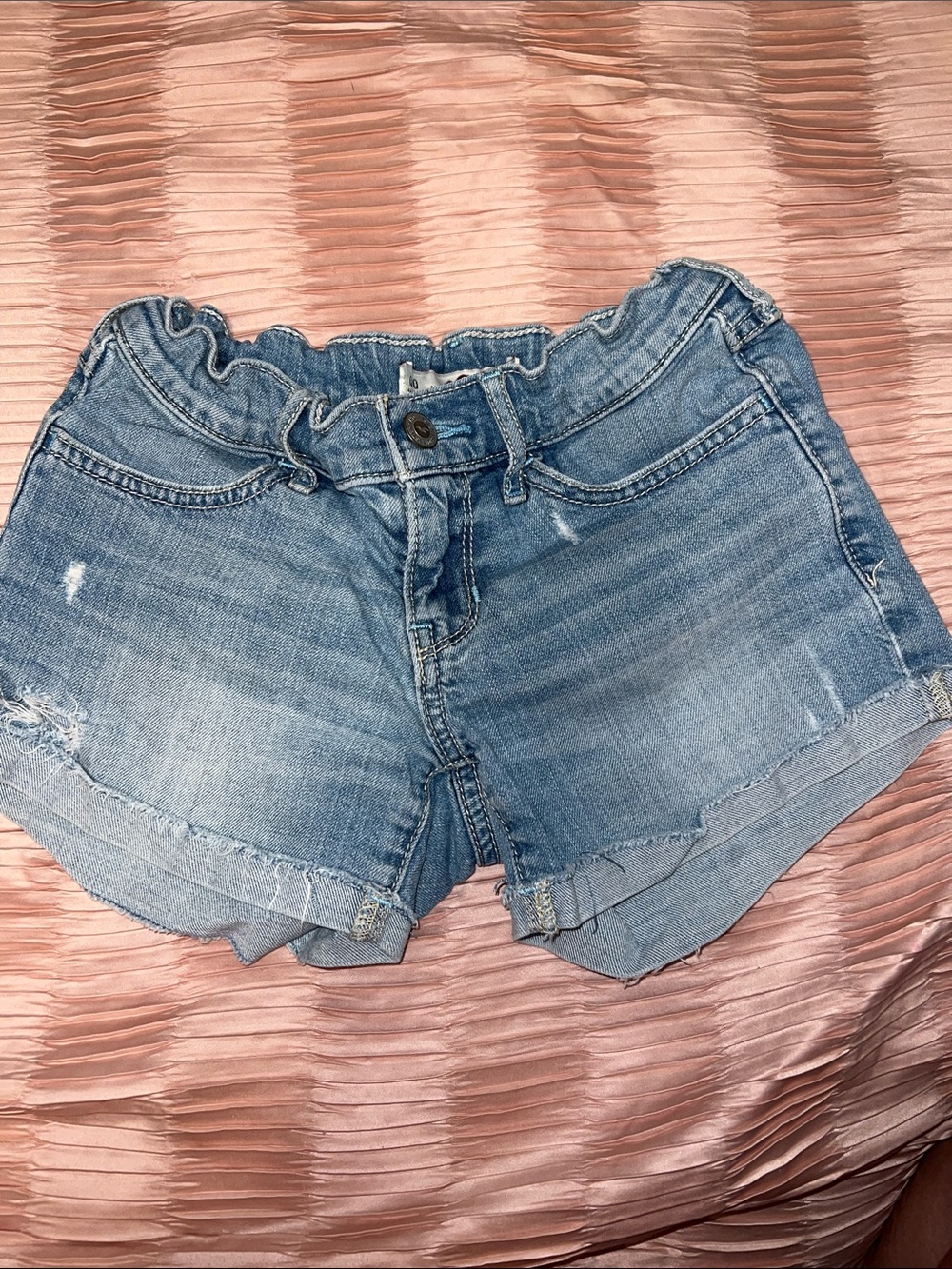 Hollister Faded Blue Paperbag Waist Denim Shorts